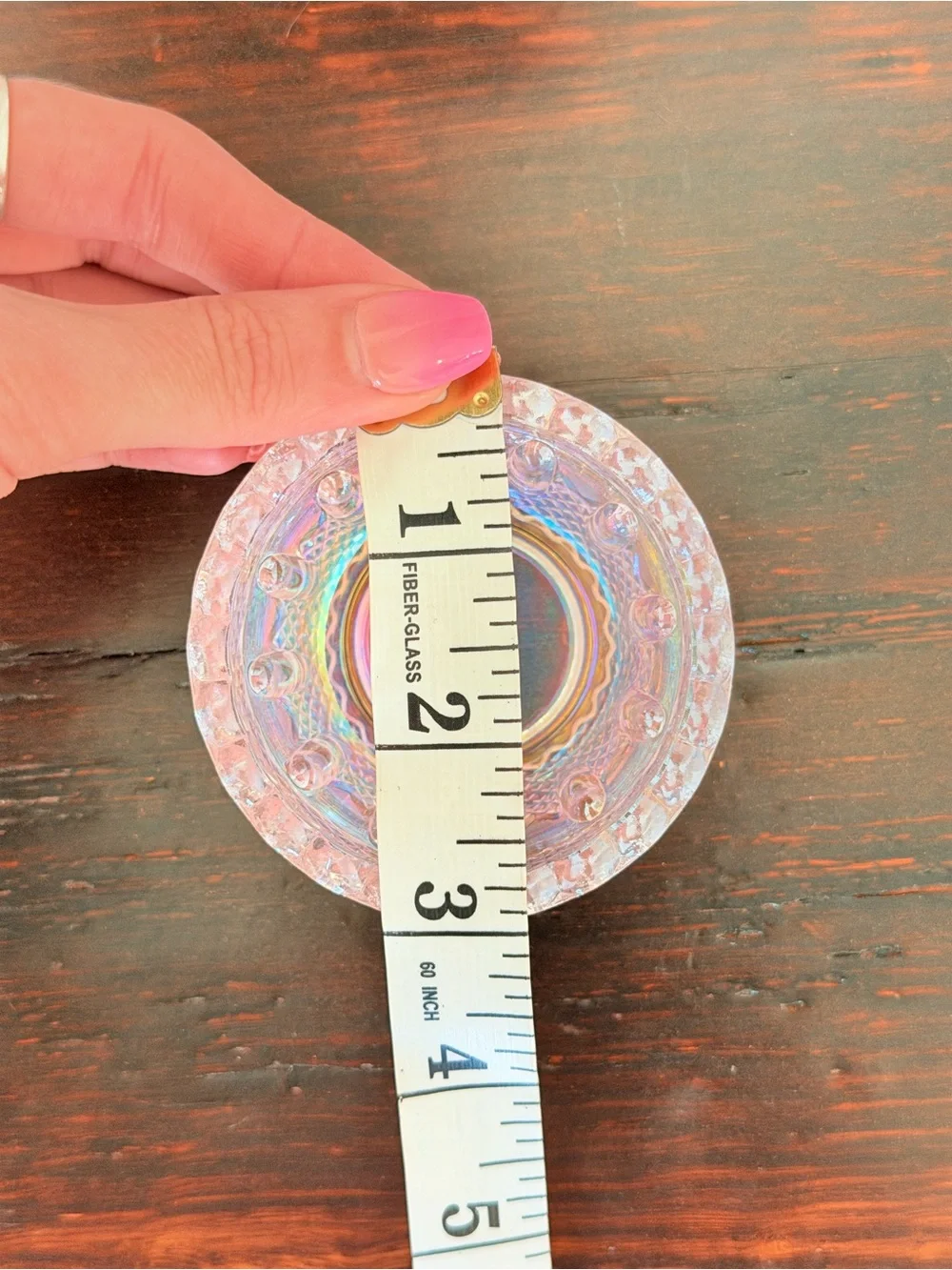 Vintage Salt Dip Pink Iridescent Glass by Mosser